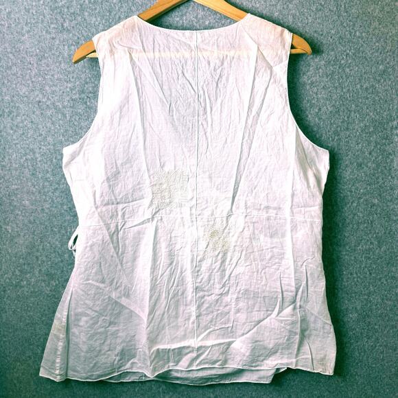 J.Jill Wrap Top Women’s Large Sheer Embroidered Butterfly Sleeveless Boho Blouse - Picture 2 of 14